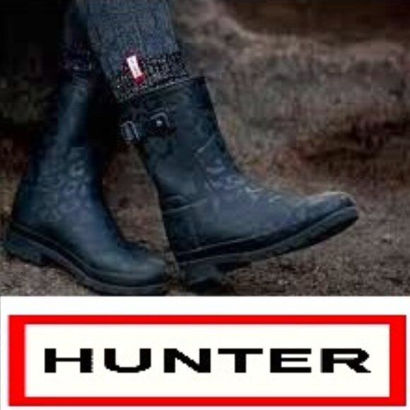 Hunter Original Refined Black Rain Boots with Fur Lined - Picture 1 of 7